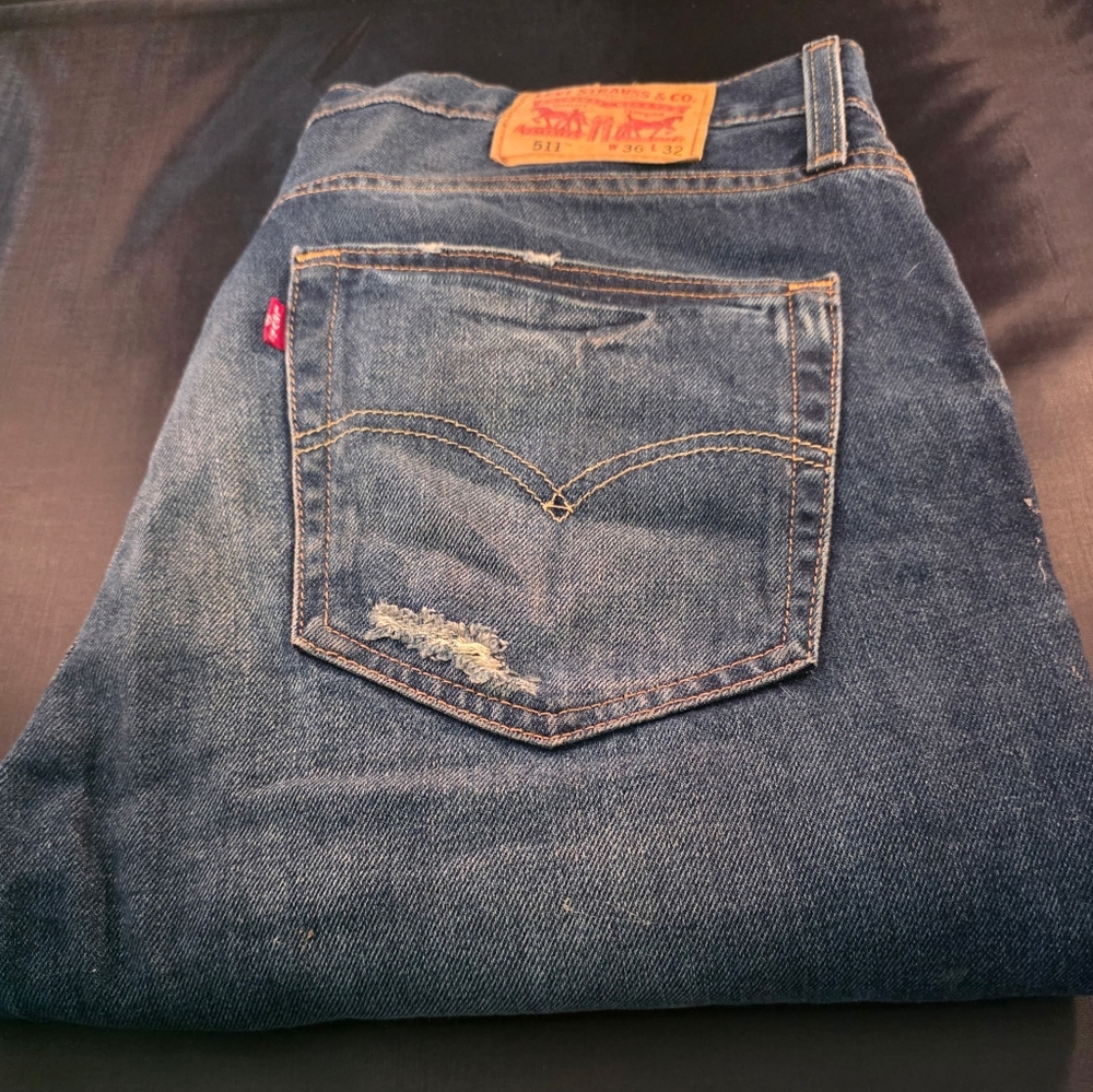 Levis 511 Mens Jeans, Ripped Distressed